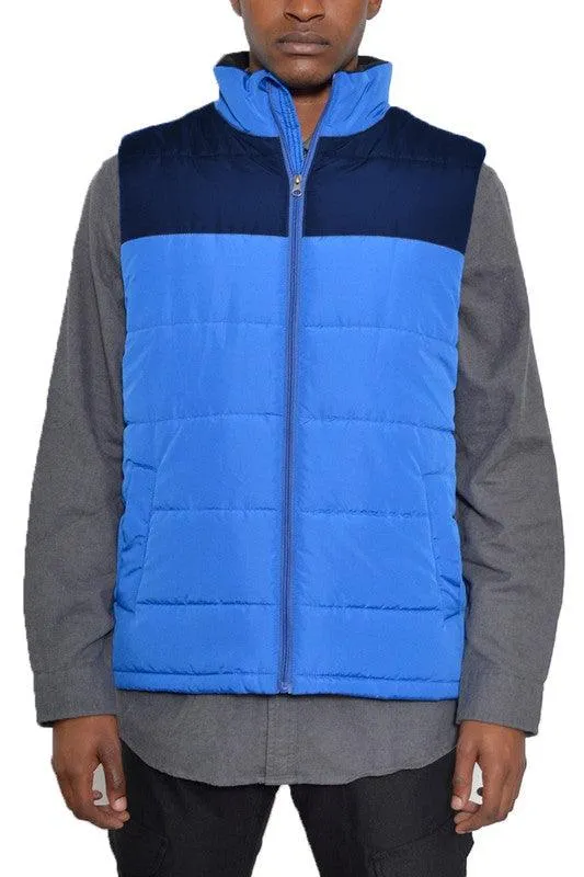 Mens Two Tone Color Block Padded Vest