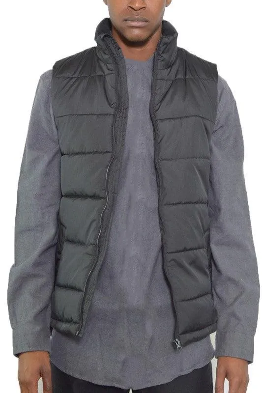 Mens Two Tone Color Block Padded Vest