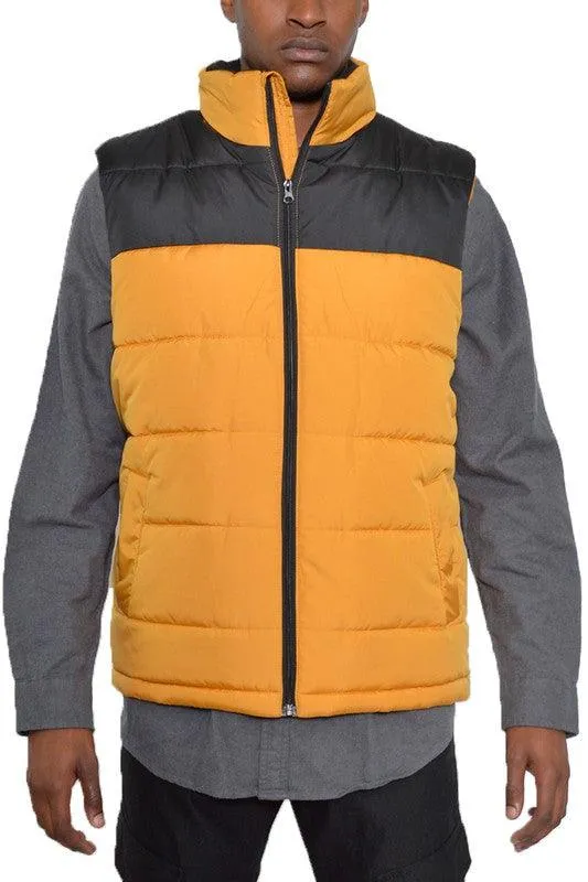 Mens Two Tone Color Block Padded Vest