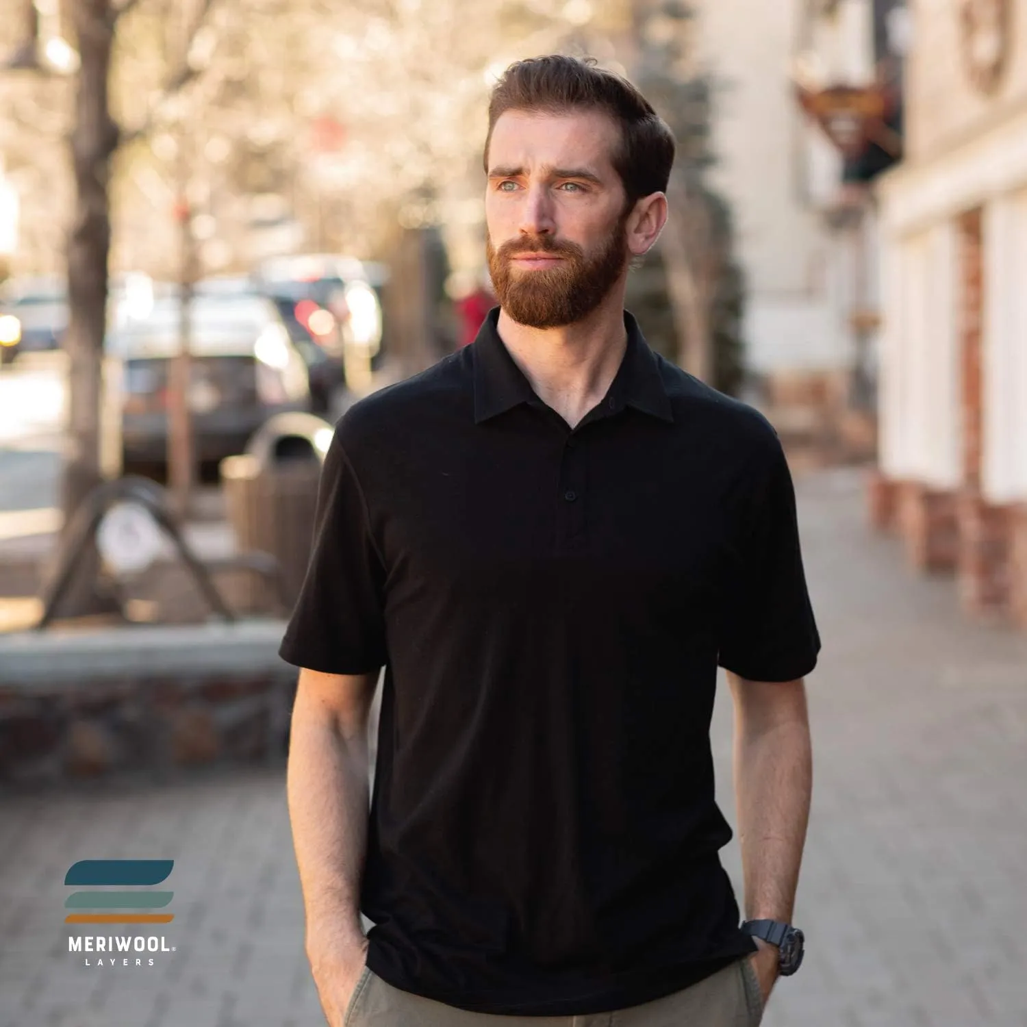 MERIWOOL Mens Short Sleeve Polo Shirt Lightweight Merino Wool Base Layer