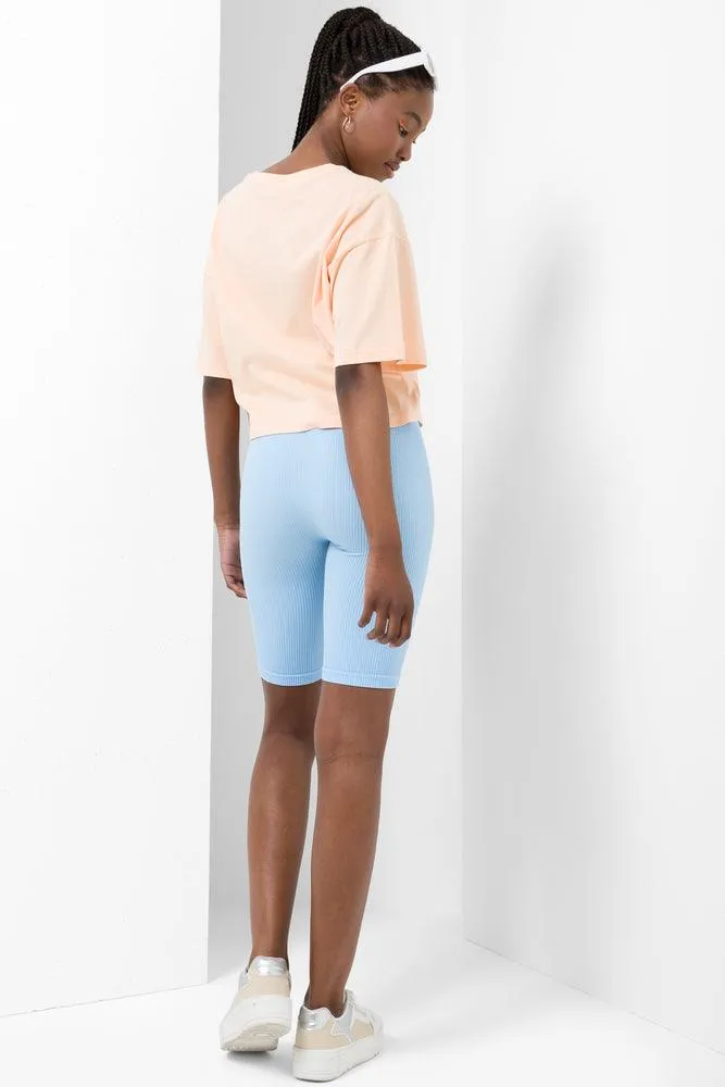 Mickey Mouse Crop Short Sleeve T-Shirt Peach