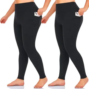 MOREFEEL Plus Size Leggings for Women-Stretchy X-Large-4X Tummy Control High Waist Spandex Workout Black Yoga Pants
