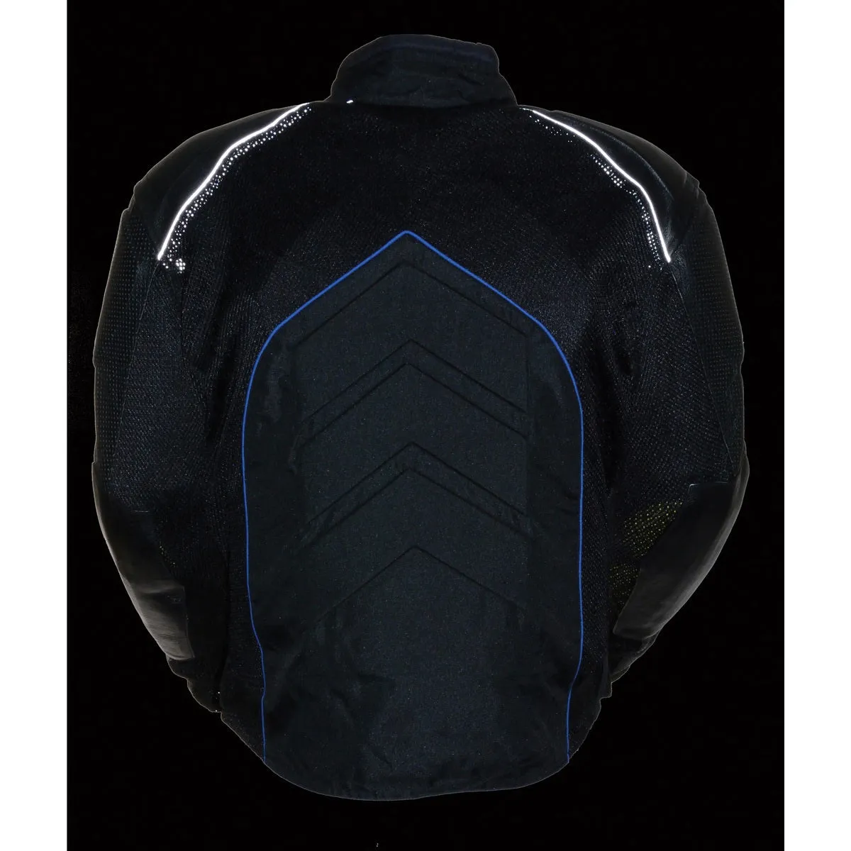 NexGen SH2153 Men's Black and Blue CE Armored Motorcycle Textile and Leather Combo Jacket
