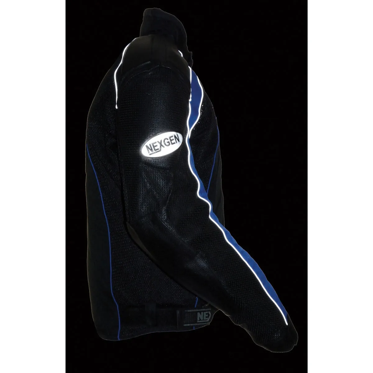 NexGen SH2153 Men's Black and Blue CE Armored Motorcycle Textile and Leather Combo Jacket