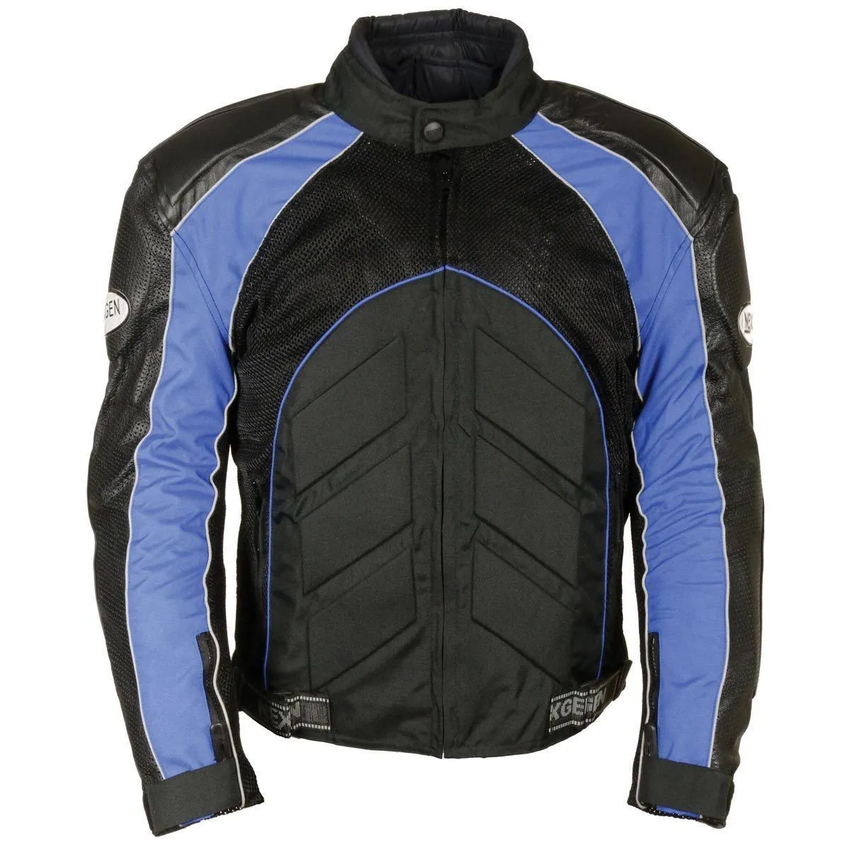 NexGen SH2153 Men's Black and Blue CE Armored Motorcycle Textile and Leather Combo Jacket