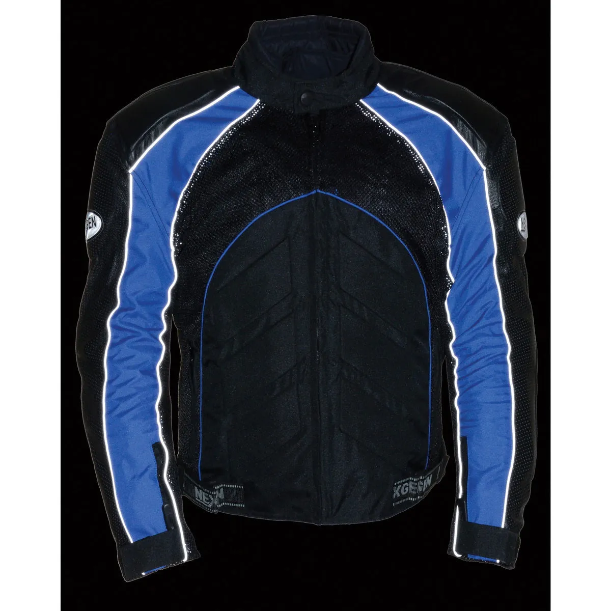 NexGen SH2153 Men's Black and Blue CE Armored Motorcycle Textile and Leather Combo Jacket