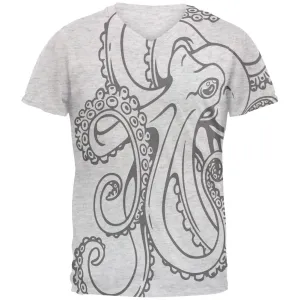 Octopus Outline Mens Soft V-Neck T Shirt