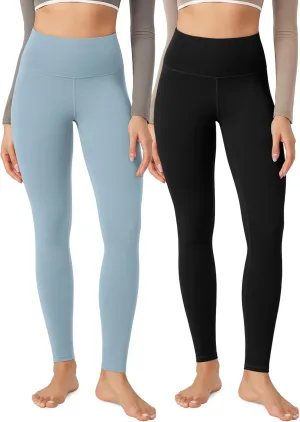 ODODOS Women's High Waist Workout Leggings 2-Pack Tummy Control Yoga Pants - 25" / 28" Inseam, ODLEX Fabric-Squat Proof