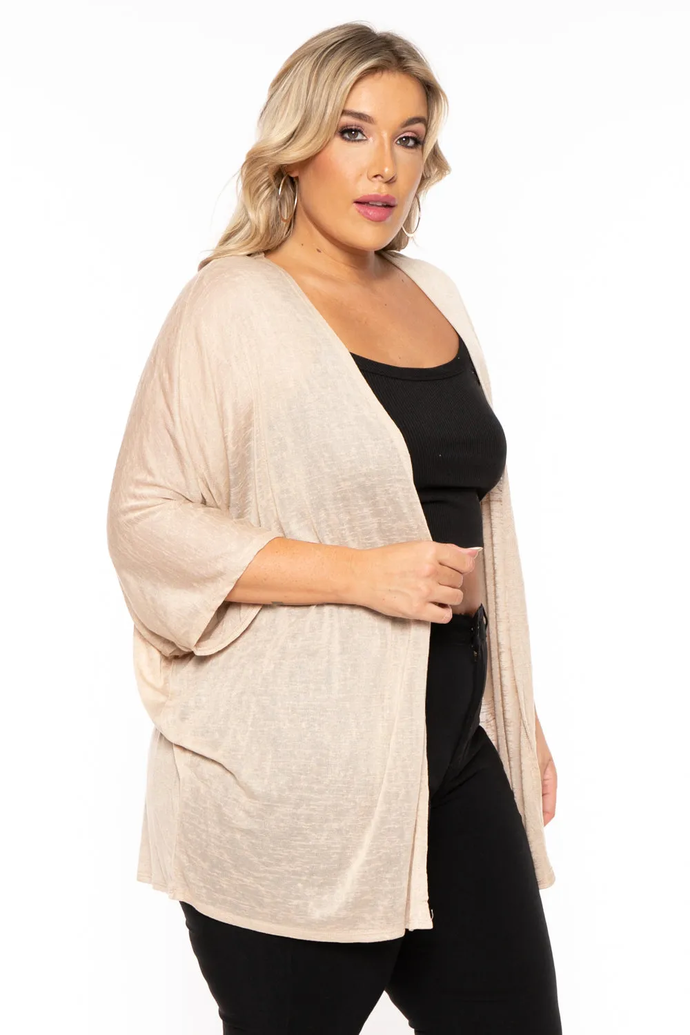 Plus Size Cozy Vibes Cardigan - Taupe