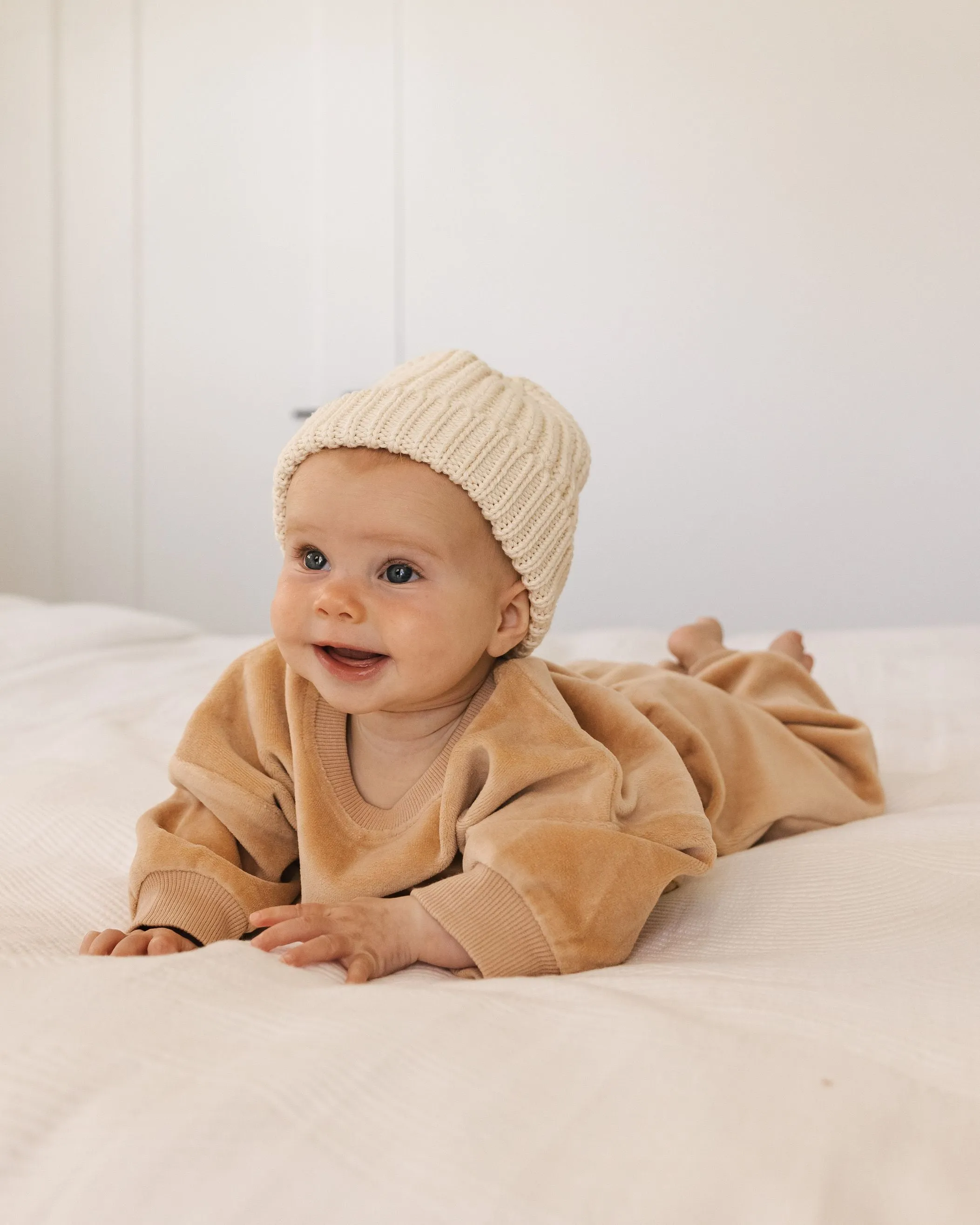 Quincy Mae Velour Relaxed Sweatpant - Blush