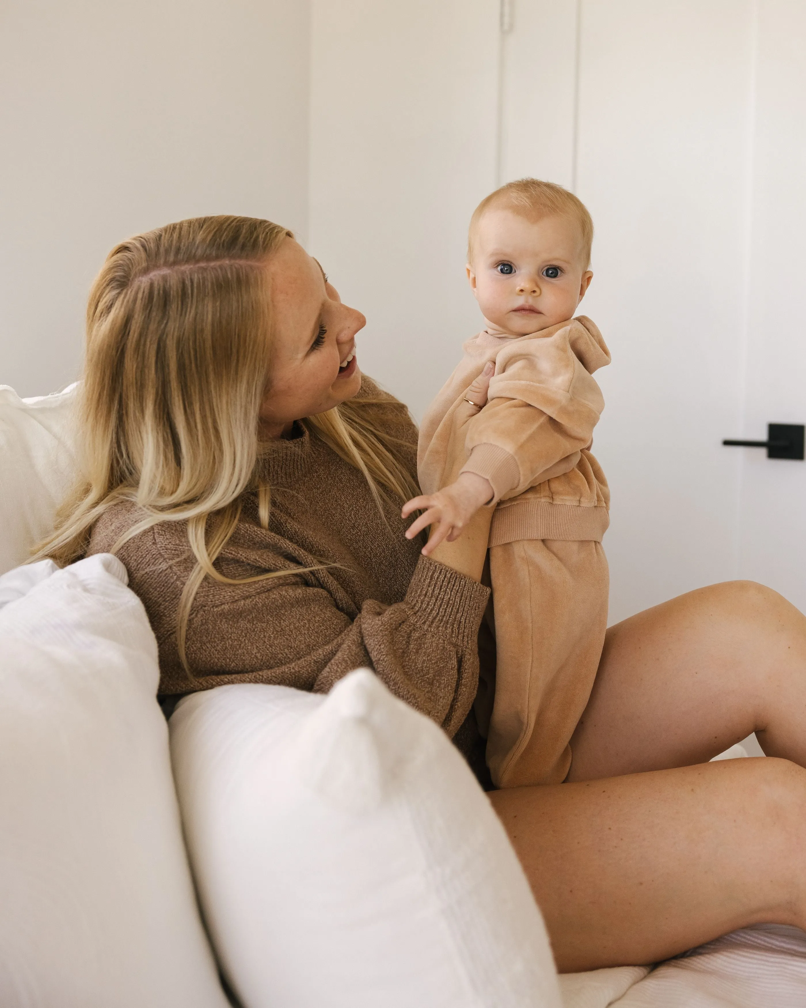Quincy Mae Velour Relaxed Sweatpant - Blush