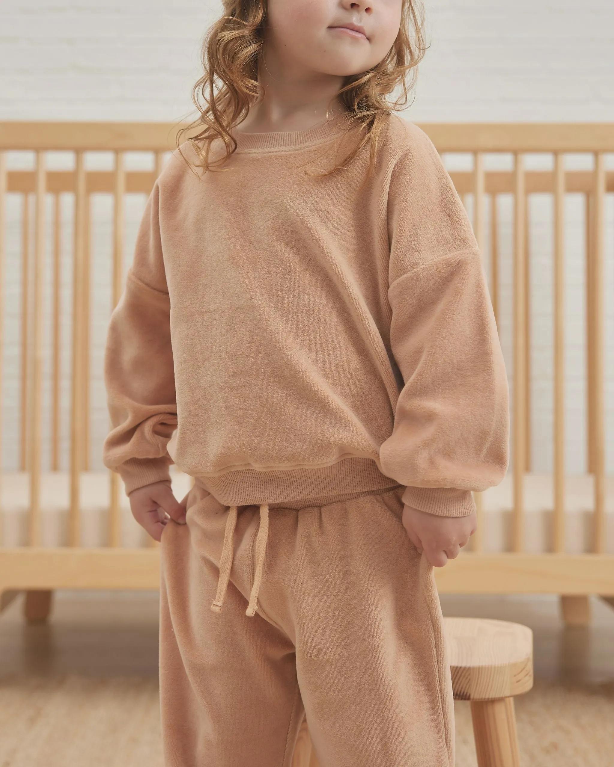 Quincy Mae Velour Relaxed Sweatpant - Blush