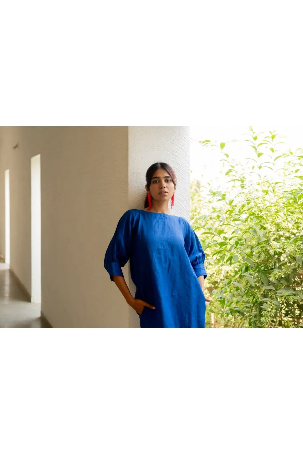 Sapphire Blue Linen Dress