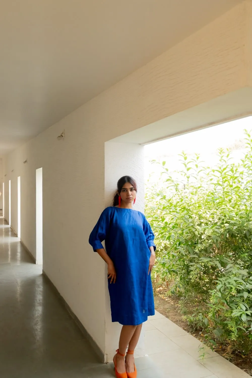 Sapphire Blue Linen Dress
