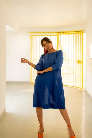 Sapphire Blue Linen Dress