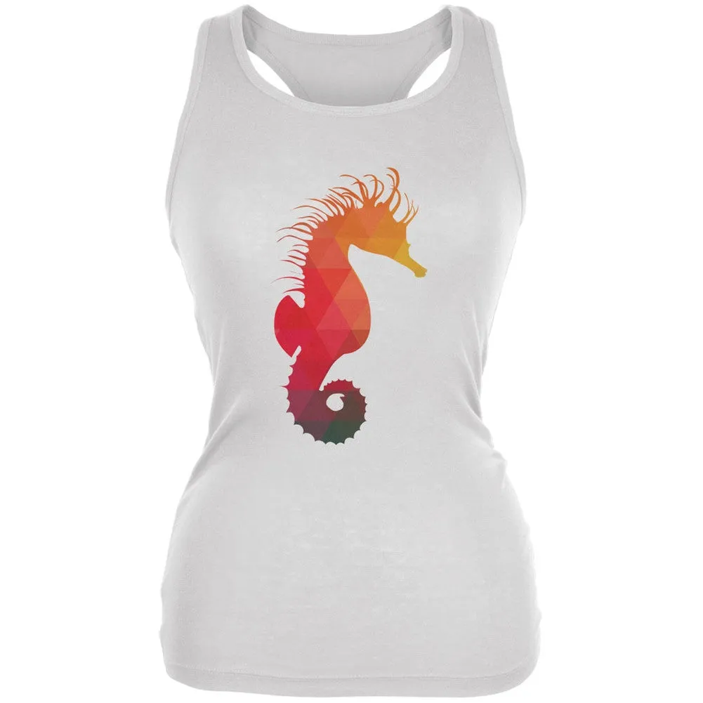 Seahorse Geometric White Juniors Soft Tank Top