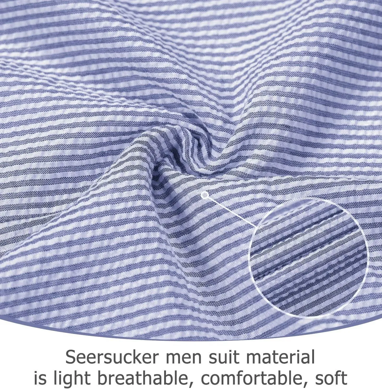 Seersucker Slim Suits for Men Formal Casul Summer Beach Wedding Grooms 2 Piece Blazer Pants Party Striped Suit Sets