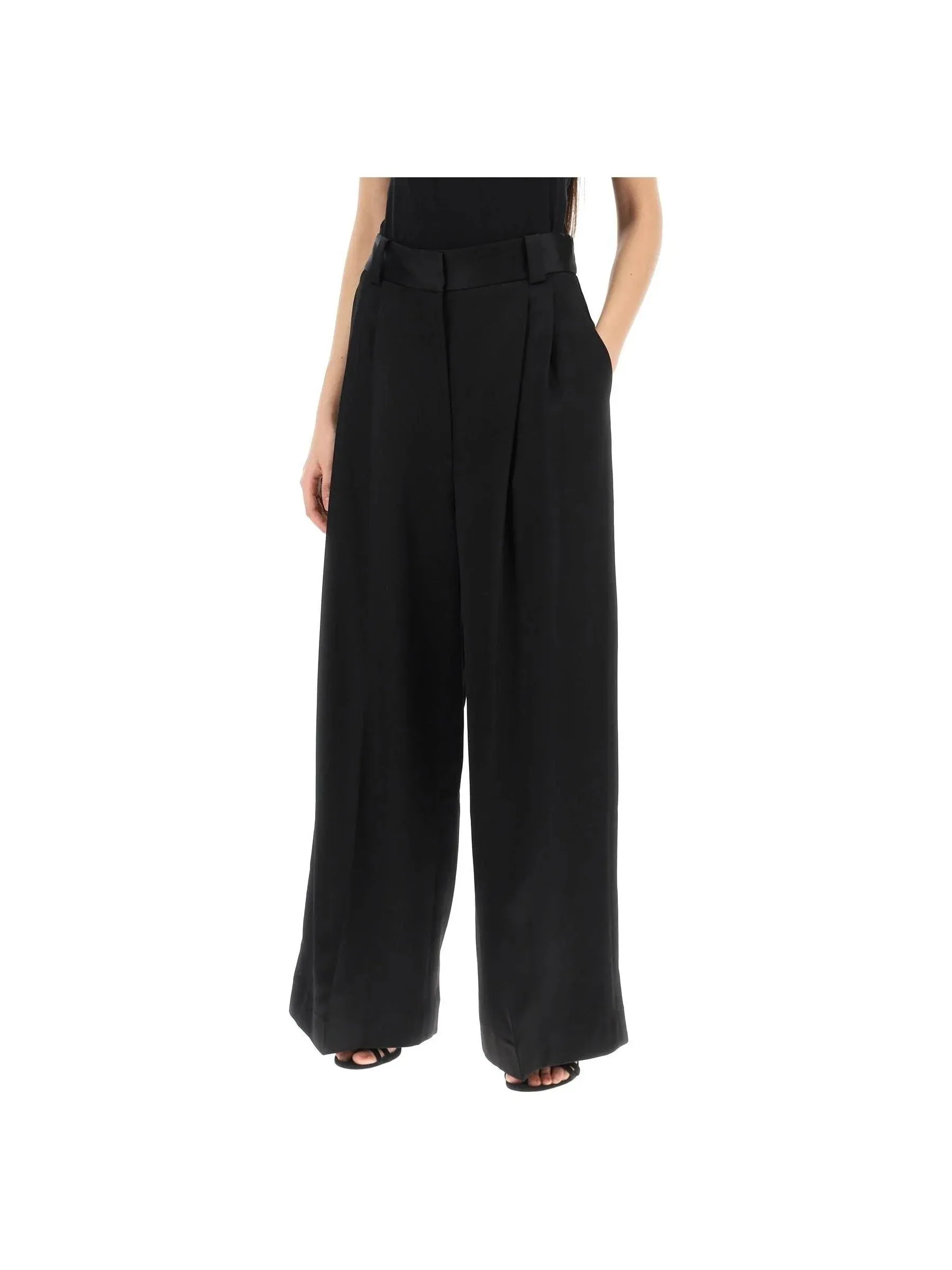 Simone Satin Wide-Leg Trousers