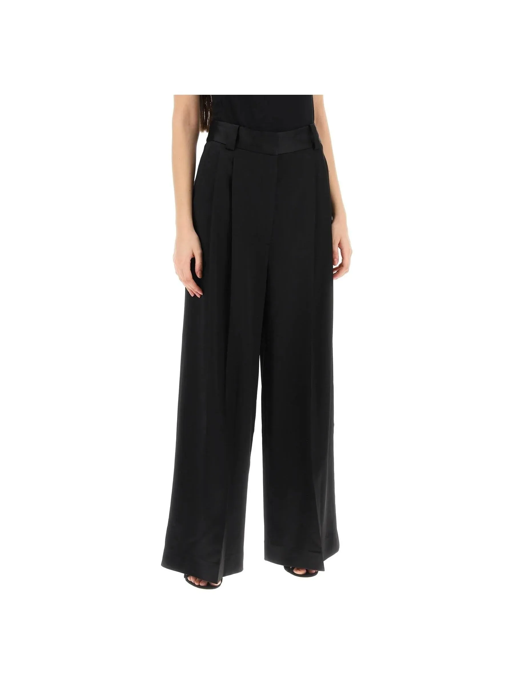 Simone Satin Wide-Leg Trousers