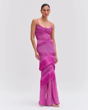 Sleeveless Fringe Maxi Dress