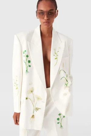 Stella McCartney Floral Double Breasted Blazer - Cream
