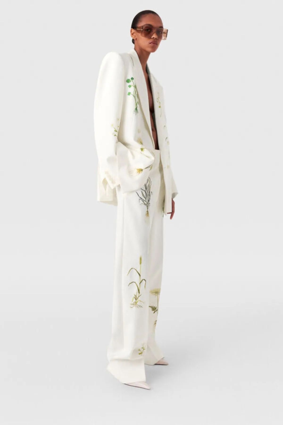 Stella McCartney Floral Double Breasted Blazer - Cream