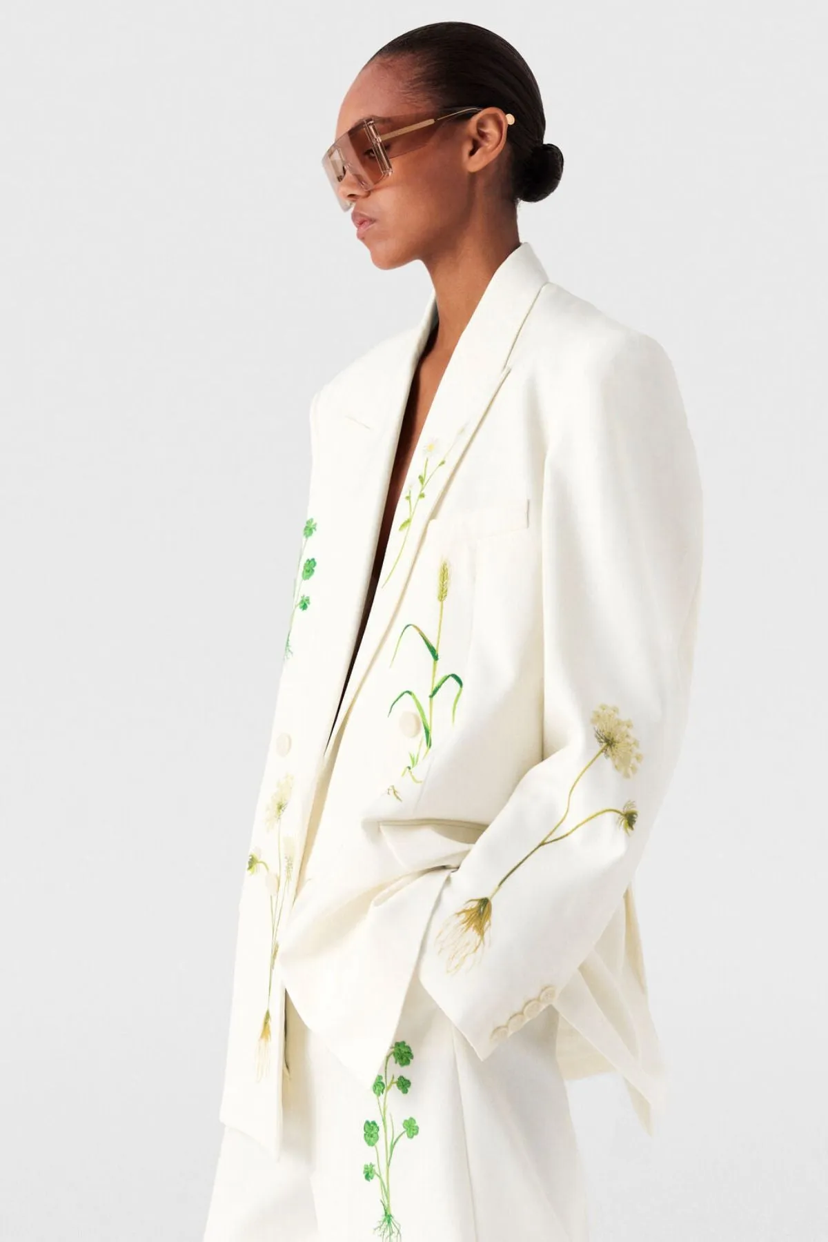 Stella McCartney Floral Double Breasted Blazer - Cream