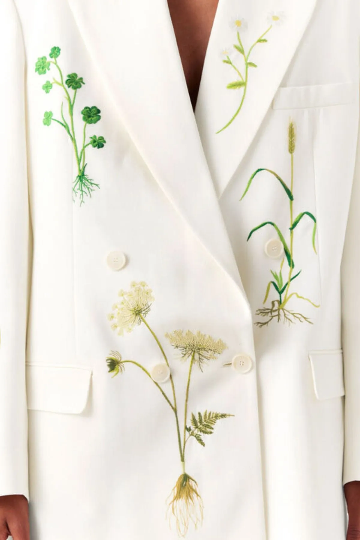 Stella McCartney Floral Double Breasted Blazer - Cream