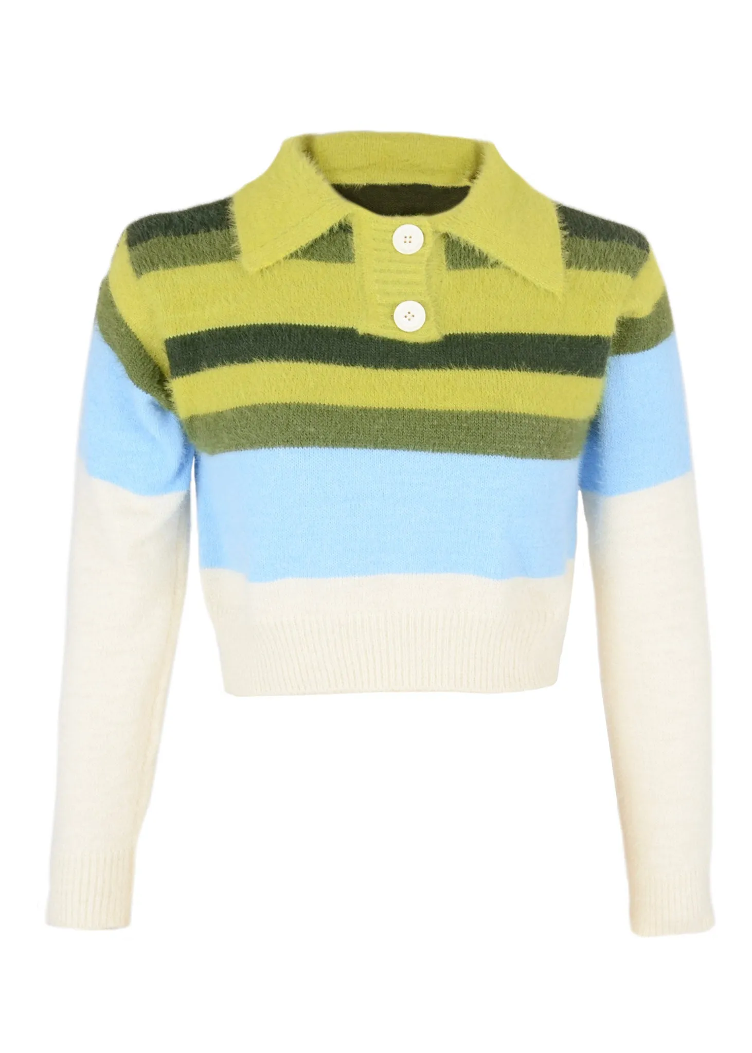 Striped Pattern Fuzzy Sweater by Anna-Kaci