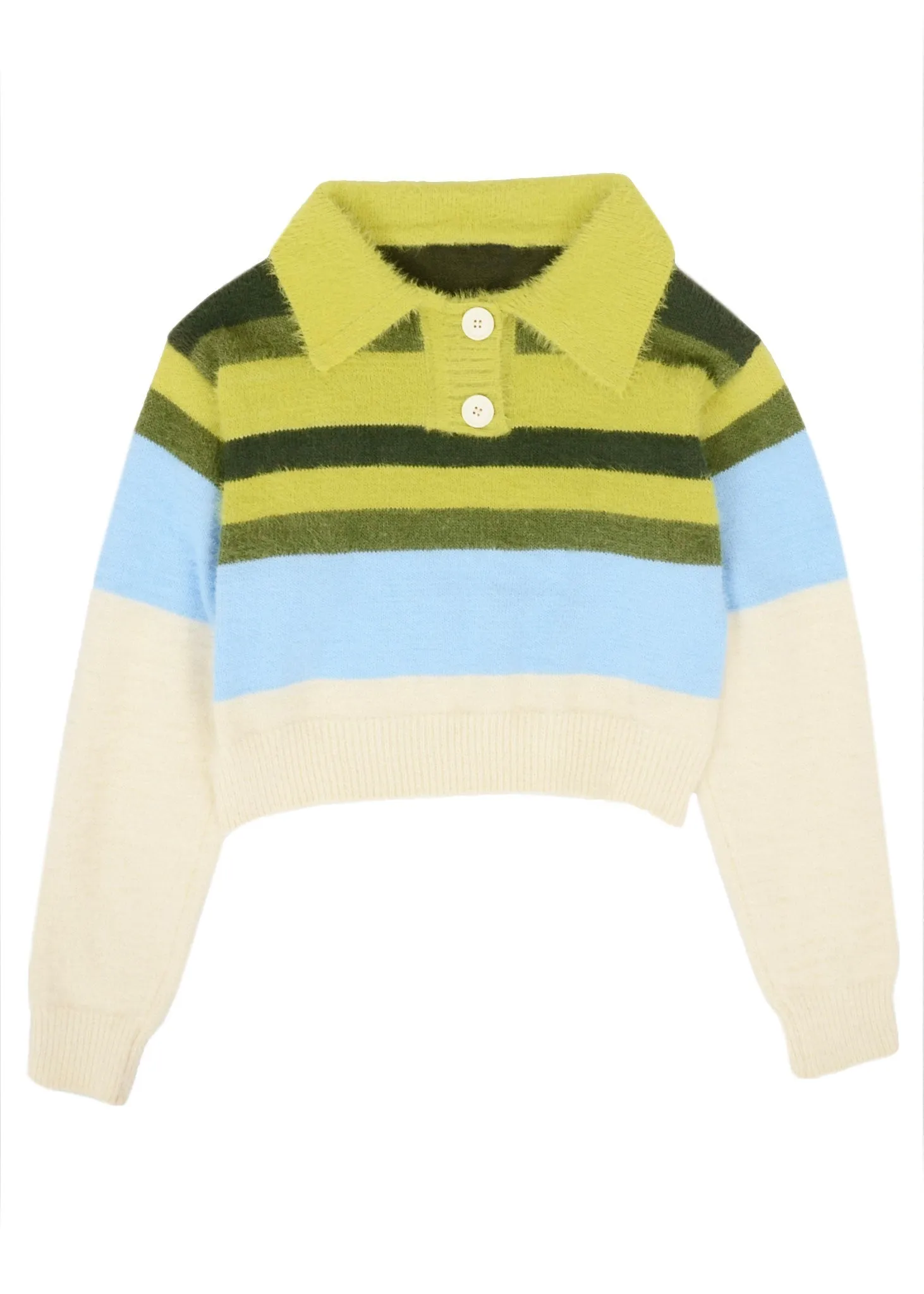 Striped Pattern Fuzzy Sweater by Anna-Kaci