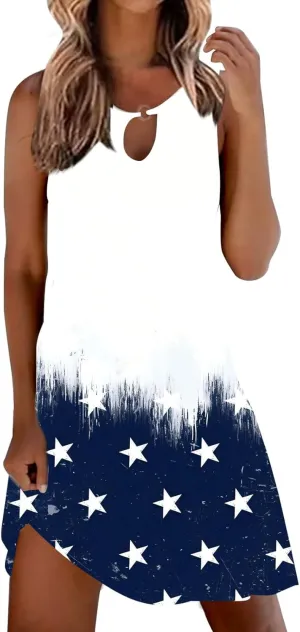 Summer Dresses for Women 2025 Beach Boho Sleeveless Sundresses Floral Print Tank Loose Sundress Spring Dress with Pocket
