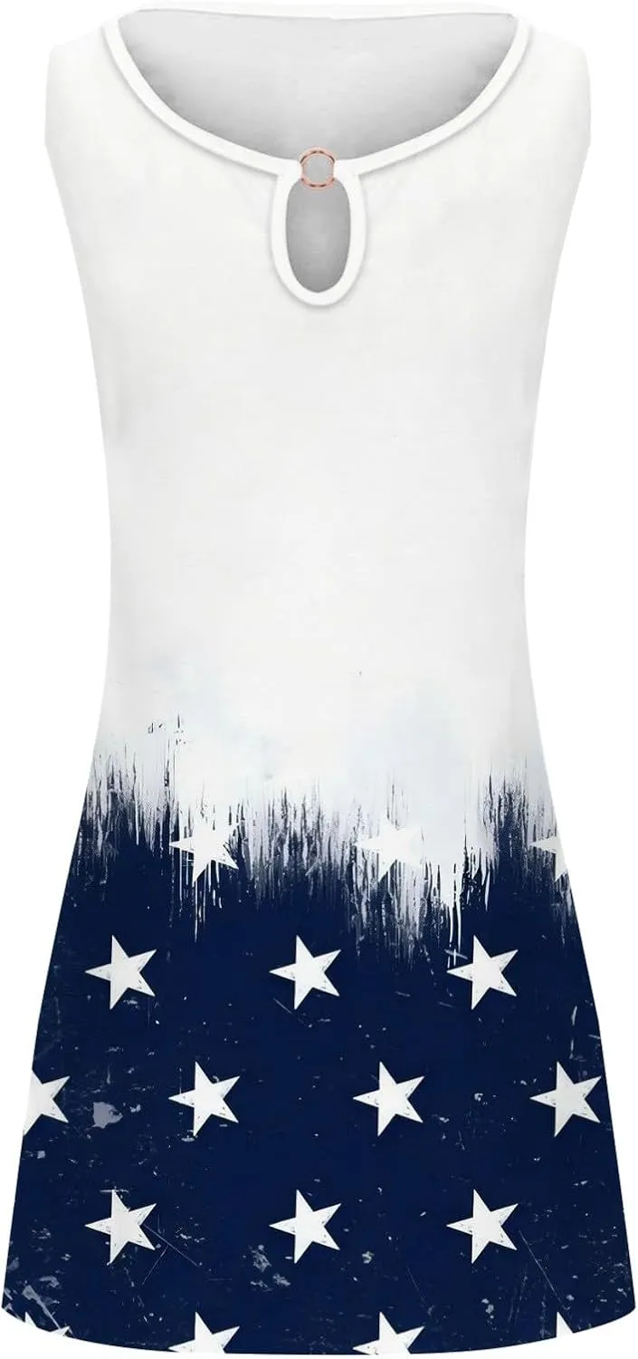 Summer Dresses for Women 2025 Beach Boho Sleeveless Sundresses Floral Print Tank Loose Sundress Spring Dress with Pocket