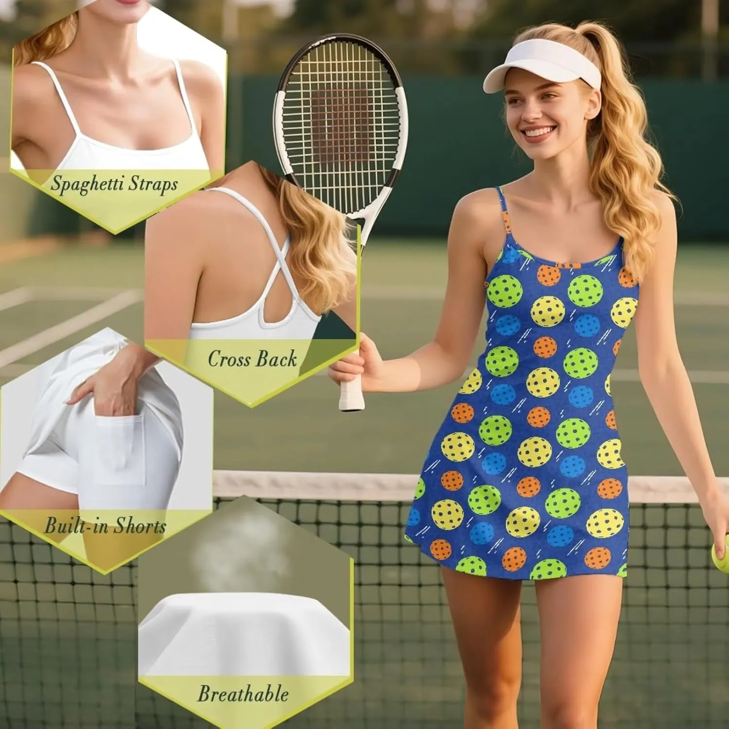 Tennis Dress for Women Summer Casual 2 in 1 Golf Skort Sport Workout Athletic Outfits with Built in Short XS-2XL