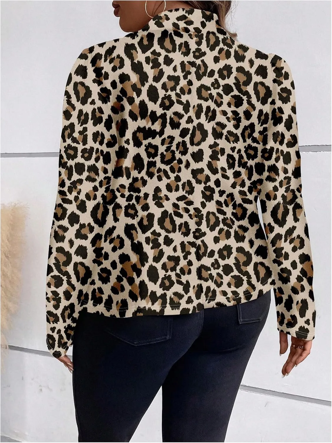 WDIRARA Women's Plus Size Floral Print Blazer Shawl Collar Open Front Long Sleeve Jacket