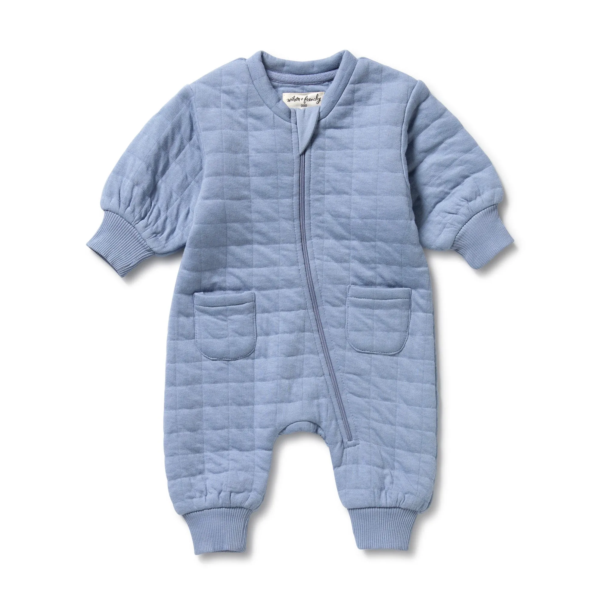 Wilson & Frenchy - Sky Blue Organic Quilted Growsuit