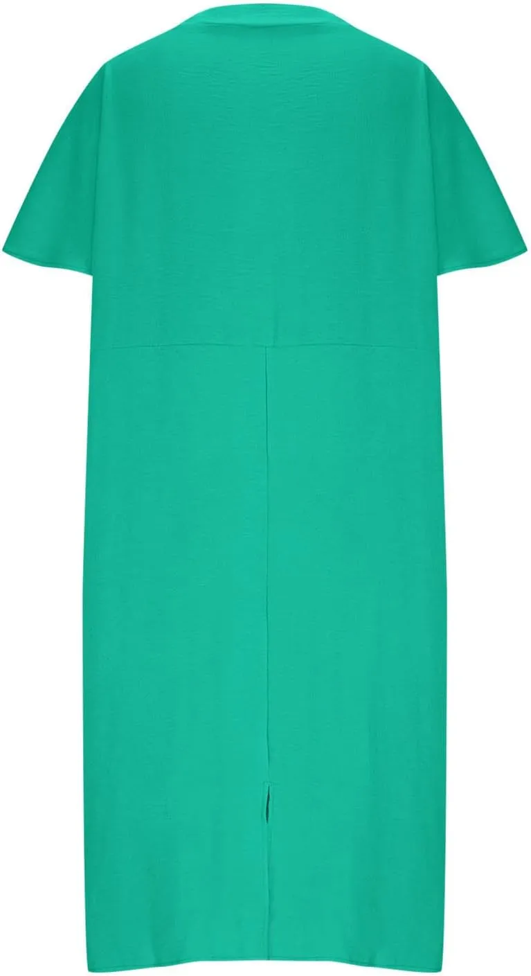 Women's Casual T Shirt V Neck Dress Summer Short Sleeve Dresses 2025 Basic Solid Midi Sundresses Beach Vacation Outfit