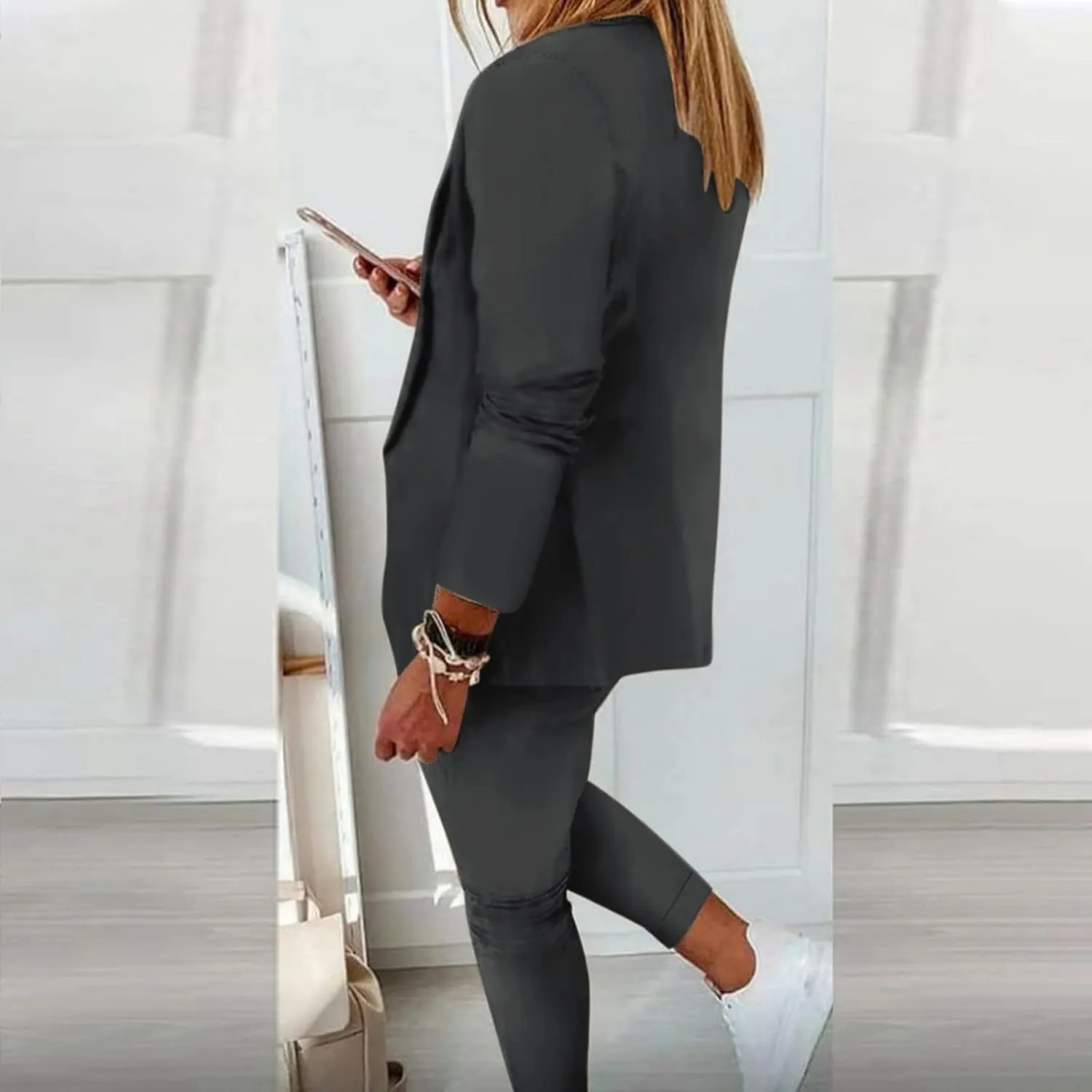 Women's Two-Piece Lapels Set Office Business Long Sleeve Formal Jacket Pant Suit Slim Fit Trouser Women's Clothing