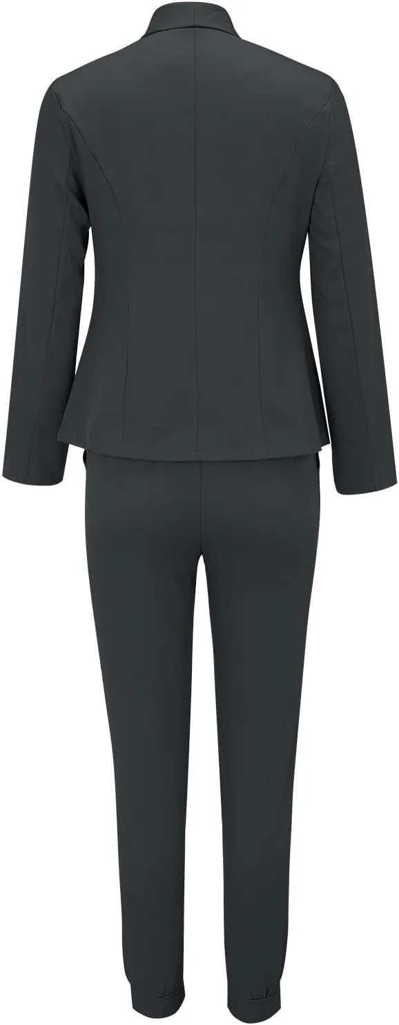 Women's Two-Piece Lapels Set Office Business Long Sleeve Formal Jacket Pant Suit Slim Fit Trouser Women's Clothing