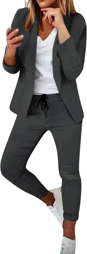 Women's Two-Piece Lapels Set Office Business Long Sleeve Formal Jacket Pant Suit Slim Fit Trouser Women's Clothing
