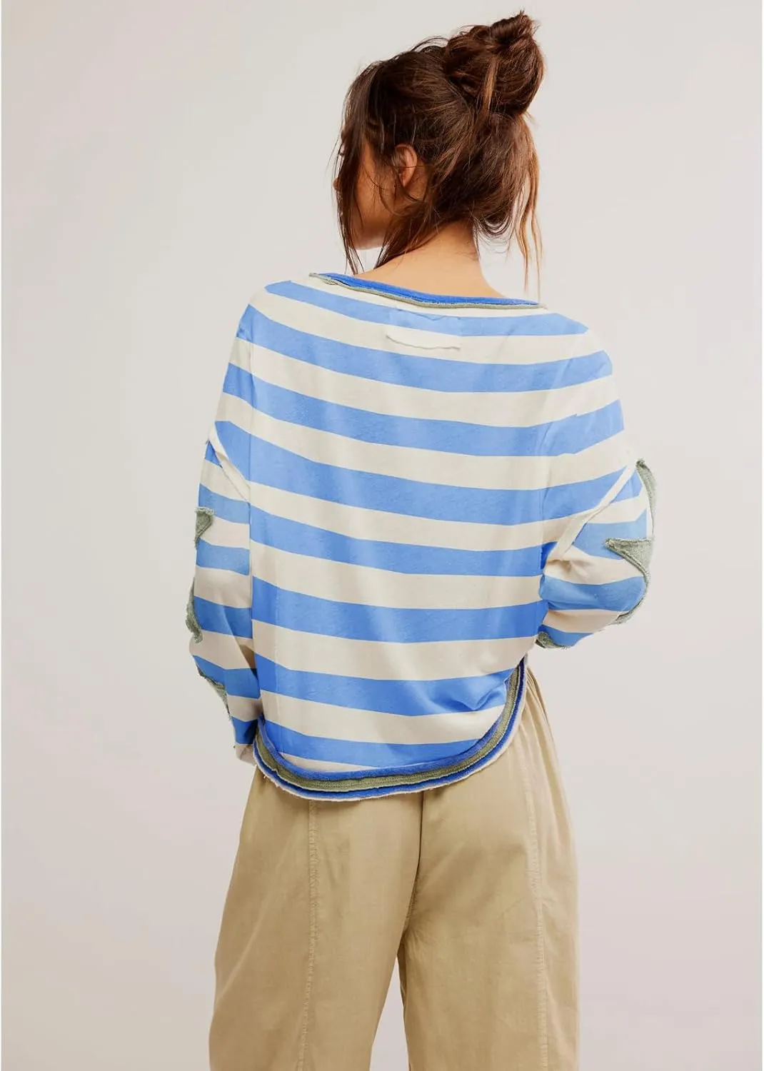Womens Y2k Vintage Star Graphic Sweatshirts Aesthetic Harajuku Crew Neck Stripe Hoodies Top Teens Girl Streetwear