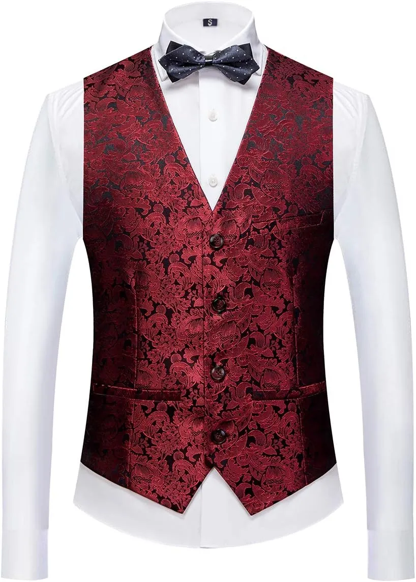 YFFUSHI Men's Elegant Jacquard 3 Piece Suit Shawl Lapel Slim Fit Tuxedo Set