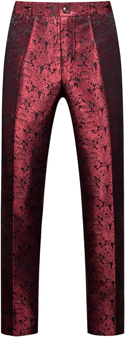 YFFUSHI Men's Elegant Jacquard 3 Piece Suit Shawl Lapel Slim Fit Tuxedo Set